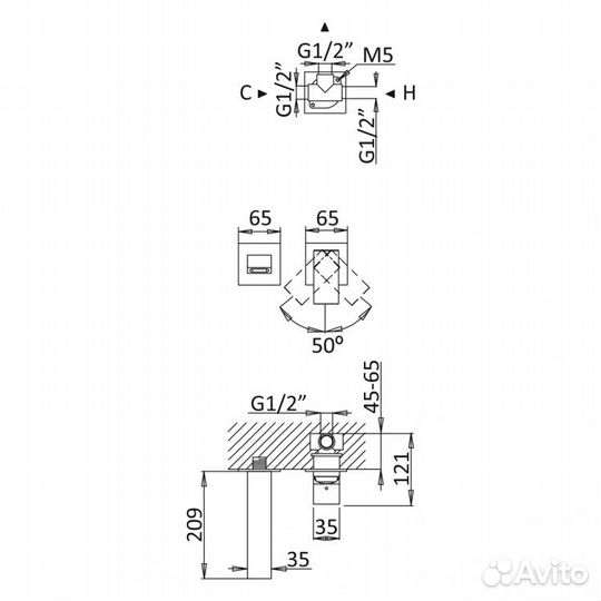 Смеситель для раковины Cezares porta-BLI2