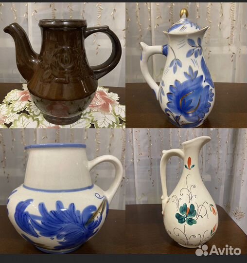 Фарфоровый и керамич кувшины СССР графин колба