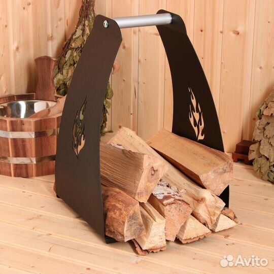 Дровница с ручкой, черная