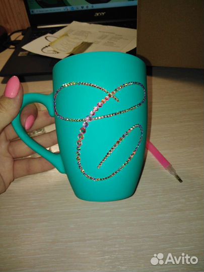 Кружка в стразах ручной работы