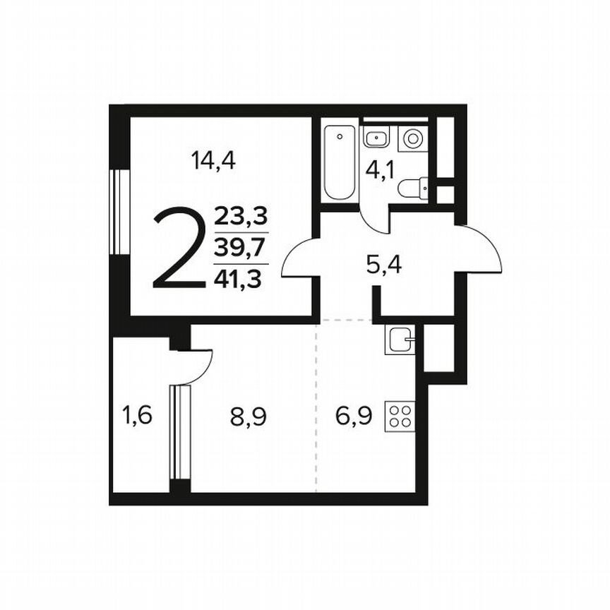 2-к. квартира, 41,3 м², 7/7 эт.