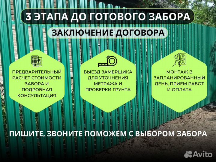 Забор под ключ. Профлист, Евроштакетник, 3Д