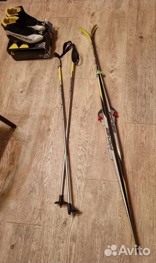 Лыжи беговые fischer sprint crown +палки+ ботинки