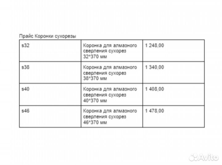 Алмазная коронка по бетону / Сухорез