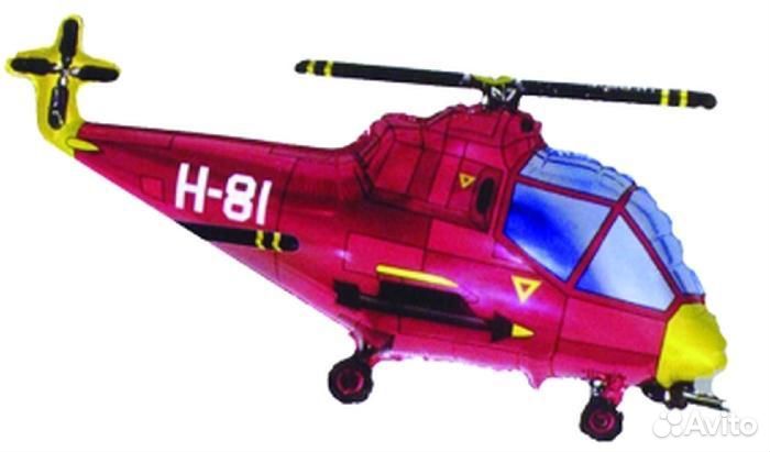 Воздушный шар на палочке Вертолет красный