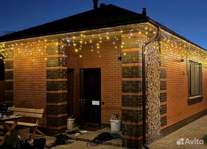 Украшение домов гирляндами / Контурная подсветка