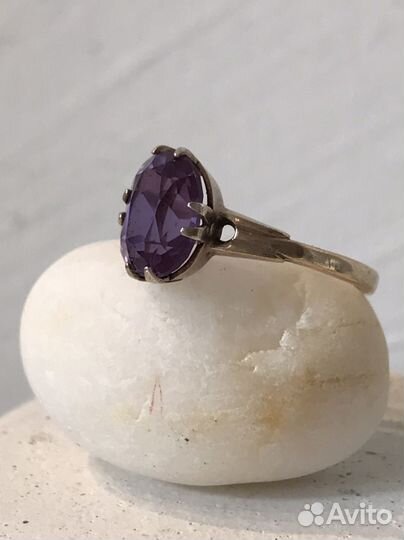 Серебряное кольцо с александритом, СССР, 875 проба