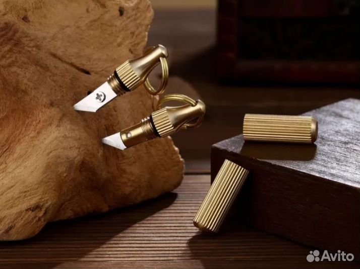 EDC нож походный мини. Брелок ножик латунь