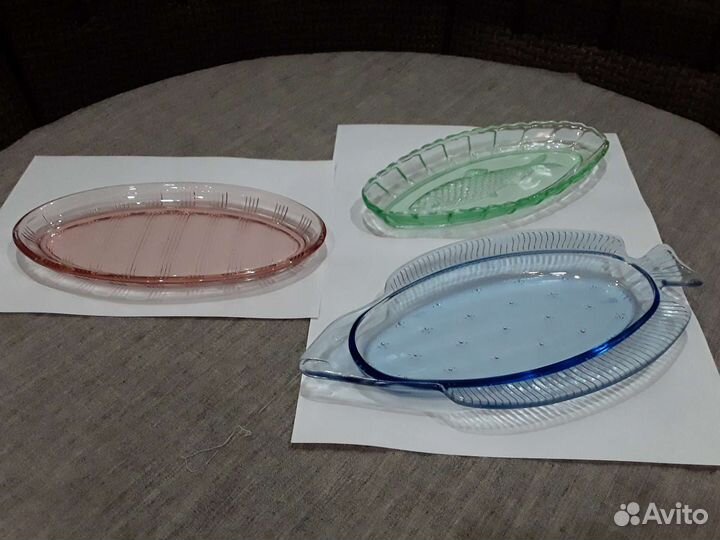 Селедочницы цветное стекло 1950гг