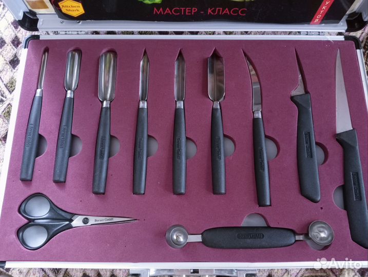 Набор ножей для карвинга, бокалы