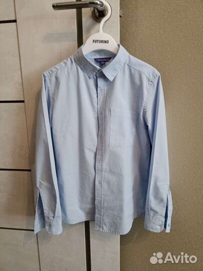 Рубашка детская голубая, рост 128