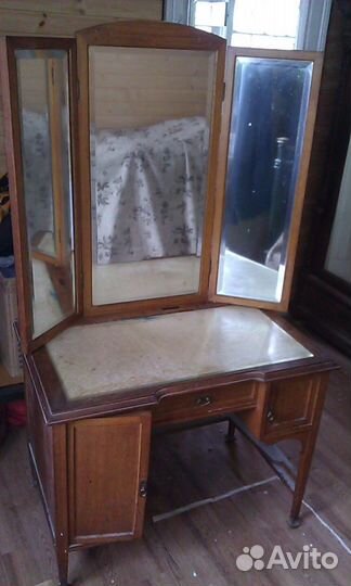 Старинный трюмо трельяж, дуб. Антиквариат