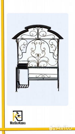 Кованый мангал с крышей для дачи