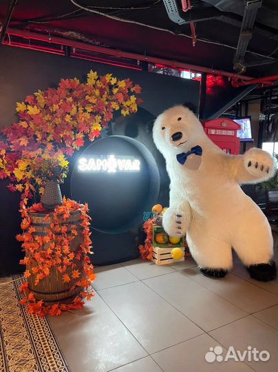 Медведь на праздник, белый мишка на др