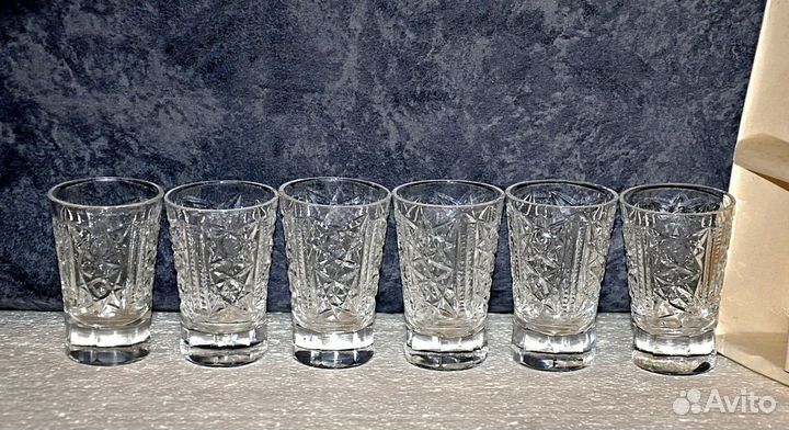 Графин Морской (гхз) и стопки 6 шт. хрусталь СССР