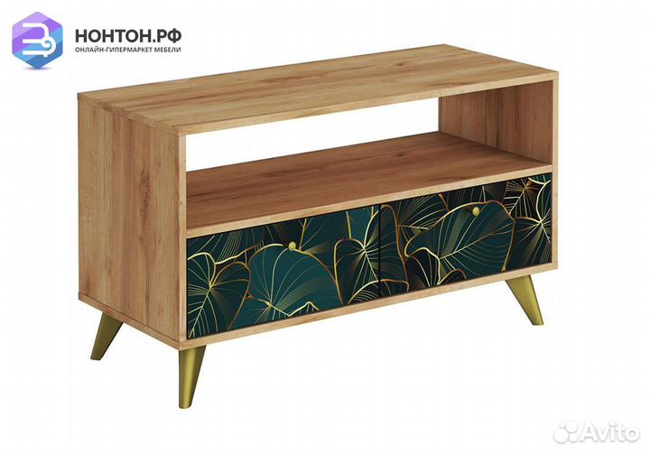 Тумба под тв Фьюжн tropical / дуб крафт золотой