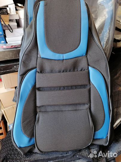 Чехлы на Приору черно синие