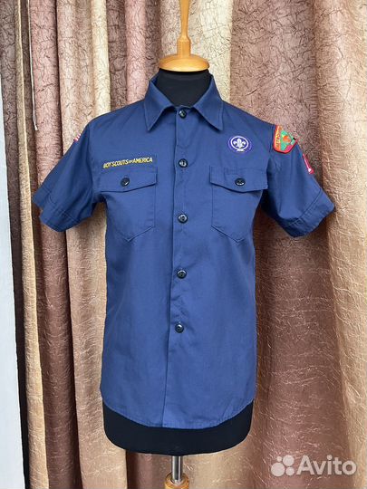 Рубашка бойскаута Америки синяя с нашивками