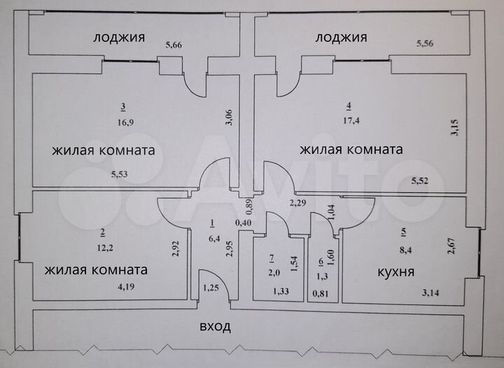 3-к. квартира, 64,6 м², 5/5 эт.
