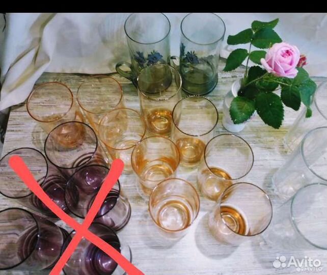 Бокалы стаканы цветное стекло СССР