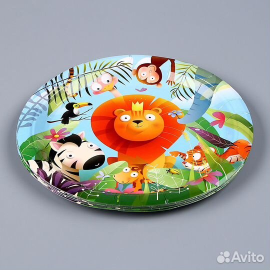 Тарелка бумажная «Зоопарк», в наборе 6 шт