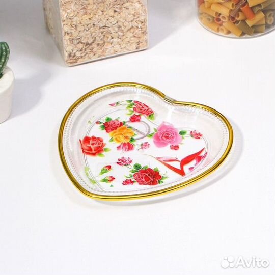 Блюдо фигурное «Сердце», 16,516,5 см, рисунок микс