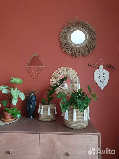 Корзина плетёная, кашпо из джута