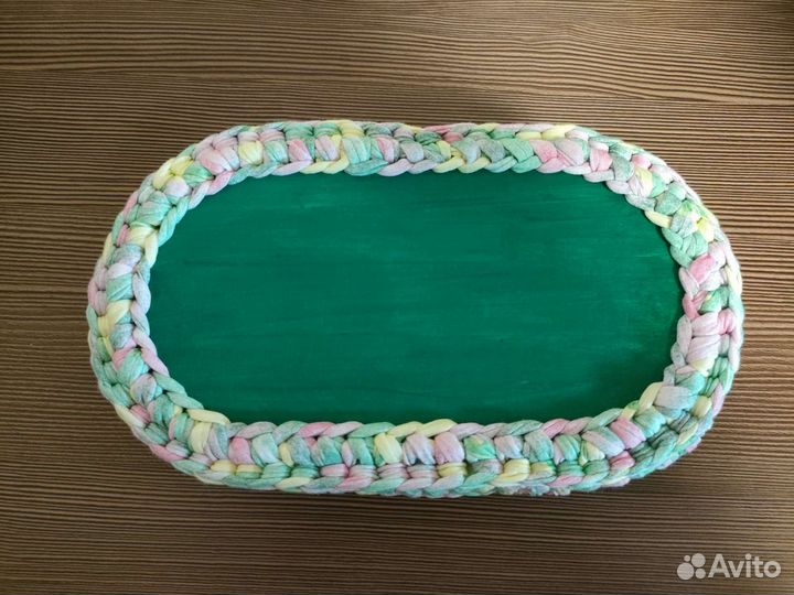 Овальная корзинка из трикотажной пряжи