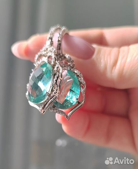 Серебряные серьги с аквамарином