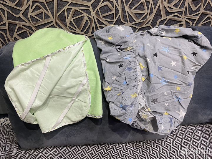 Наматрасник + простынь на резинке в кроватку