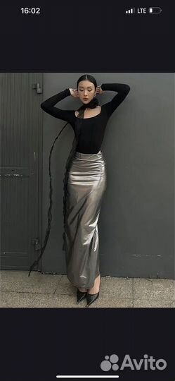 Юбка металлик длинная в пол