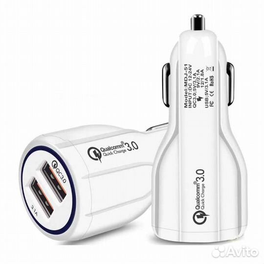 Азу-USB 2 выхода 5A/3.1А, 5/9/12V-1.8A, с функцией