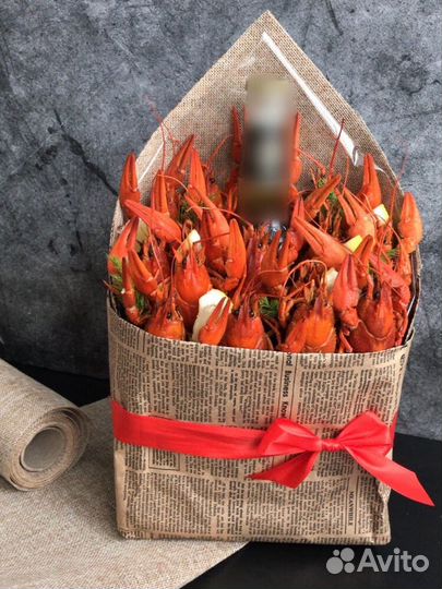Мужские съедобные букеты, букеты из раков, боксы