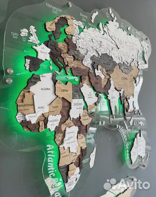 Карта мира на стену с подсветкой