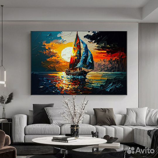 Пейзаж маслом паруса