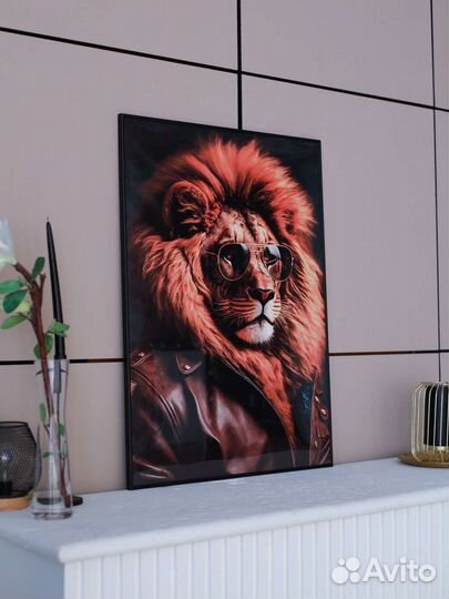 Стильная арт Картина Лев большая