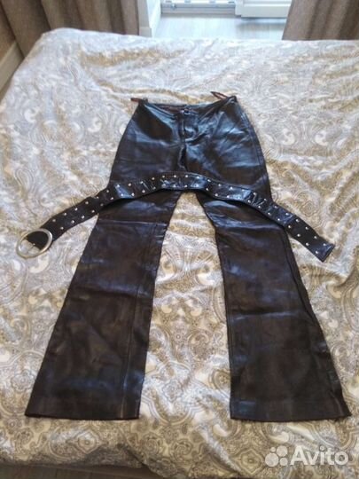 Кожаные брюки женские 46