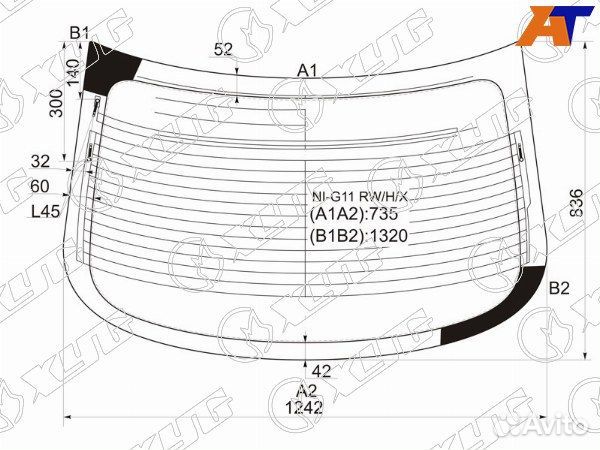 Стекло заднее nissan bluebird sylphy