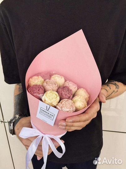 Шоколадные розы пионы съедобный букет