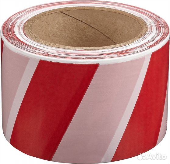 Сигнальная лента, цвет красно-белый, 75мм х 200м