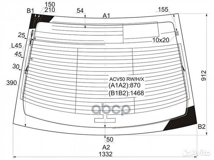 Стекло заднее (Цвет зеленый/ Обогрев/ Антенна)