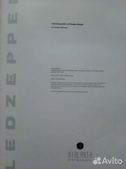 Led Zeppelin Poster book -20 Poster A3. 1987