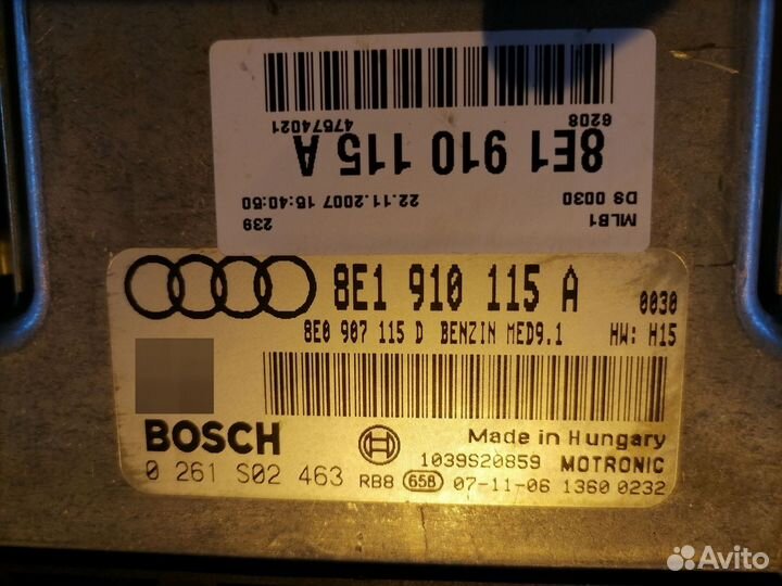 Блок управления двигателем BWE 8E1910115A Audi A4