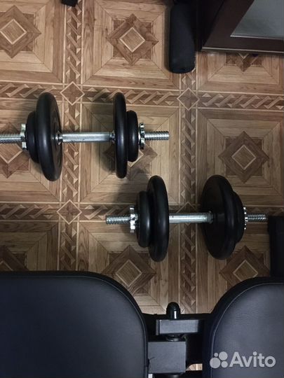 Стойка для штанги, штанга 95кг, гантели, скамья