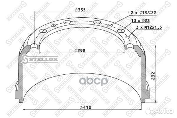85-00019-SX торм.барабан 410x180/187 H232 d2