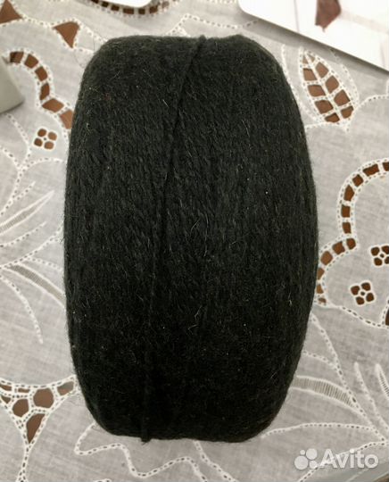 Пряжа для вязания на бобине черная шерсть СССР 1кг