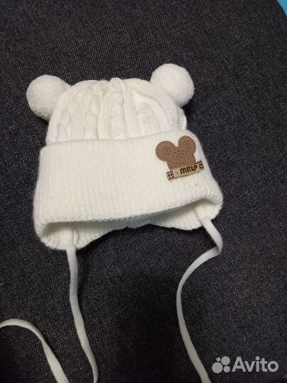 Шапка зимняя для девочки 3-6 мес