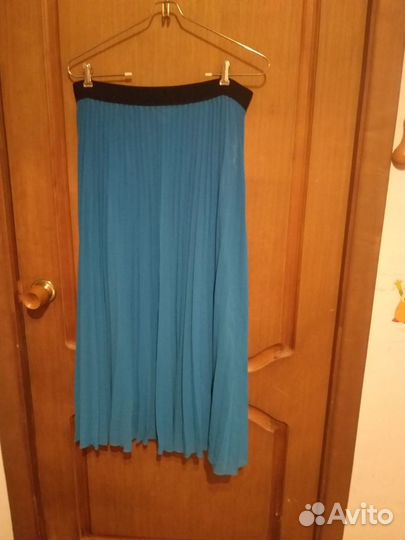Женская юбка синяя 48 50длинная плиссе
