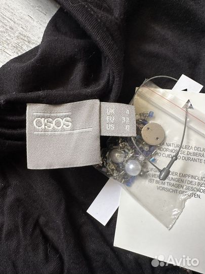 Черный комбинезон с бисером ASOS XS-S