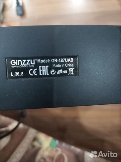 Хаб (разветвитель) ginzzu GR-487UAB, черный